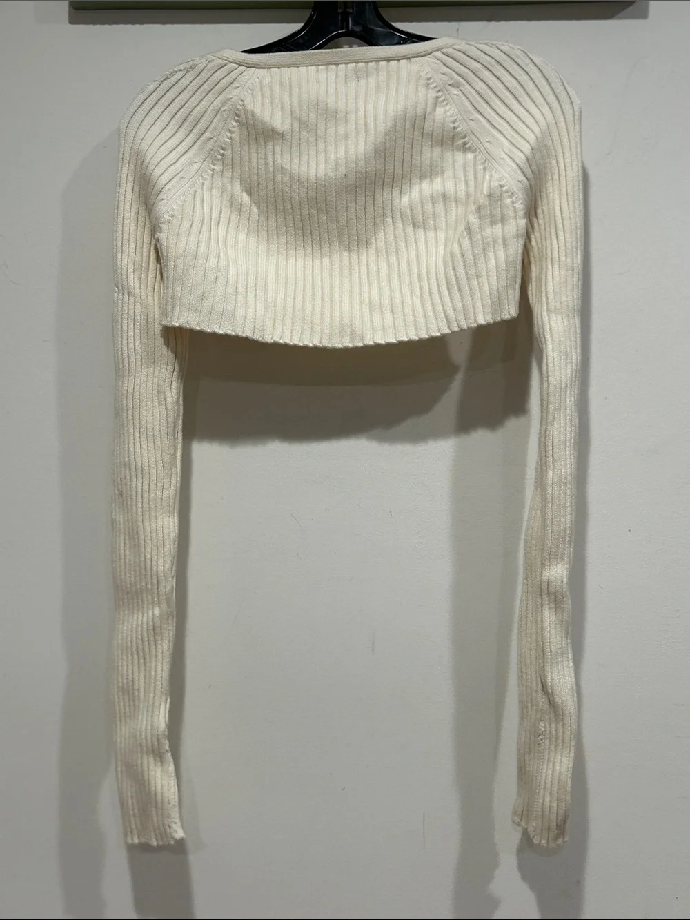 Kendall & Kylie Cream Ribbed Cropped Bolero Cardigan Sweater Small women’s top